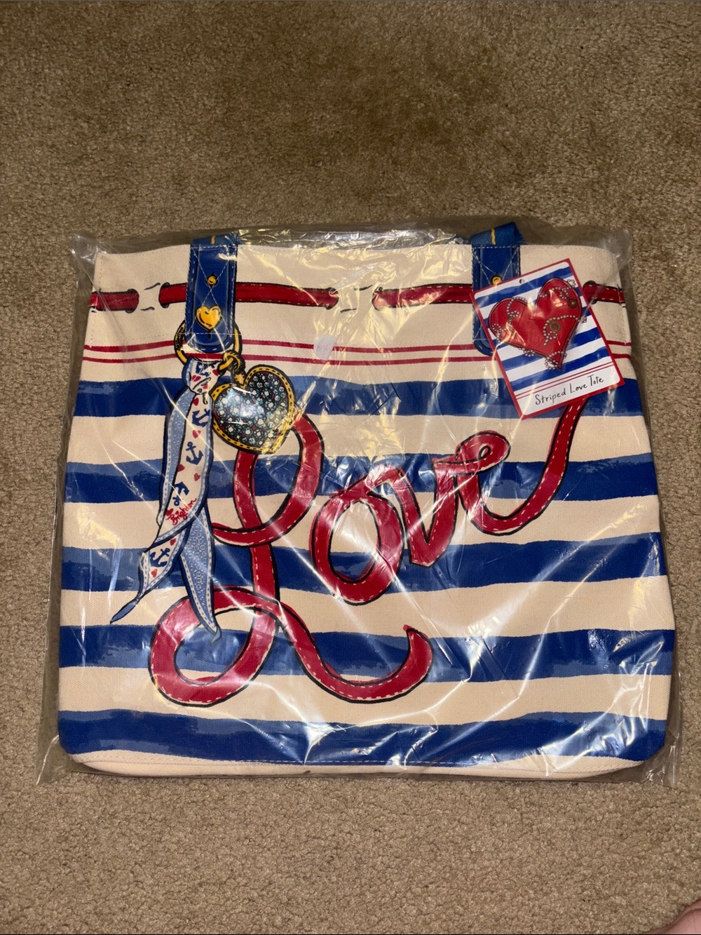Brighton Striped 'Love' Tote - Blue, White, Red
